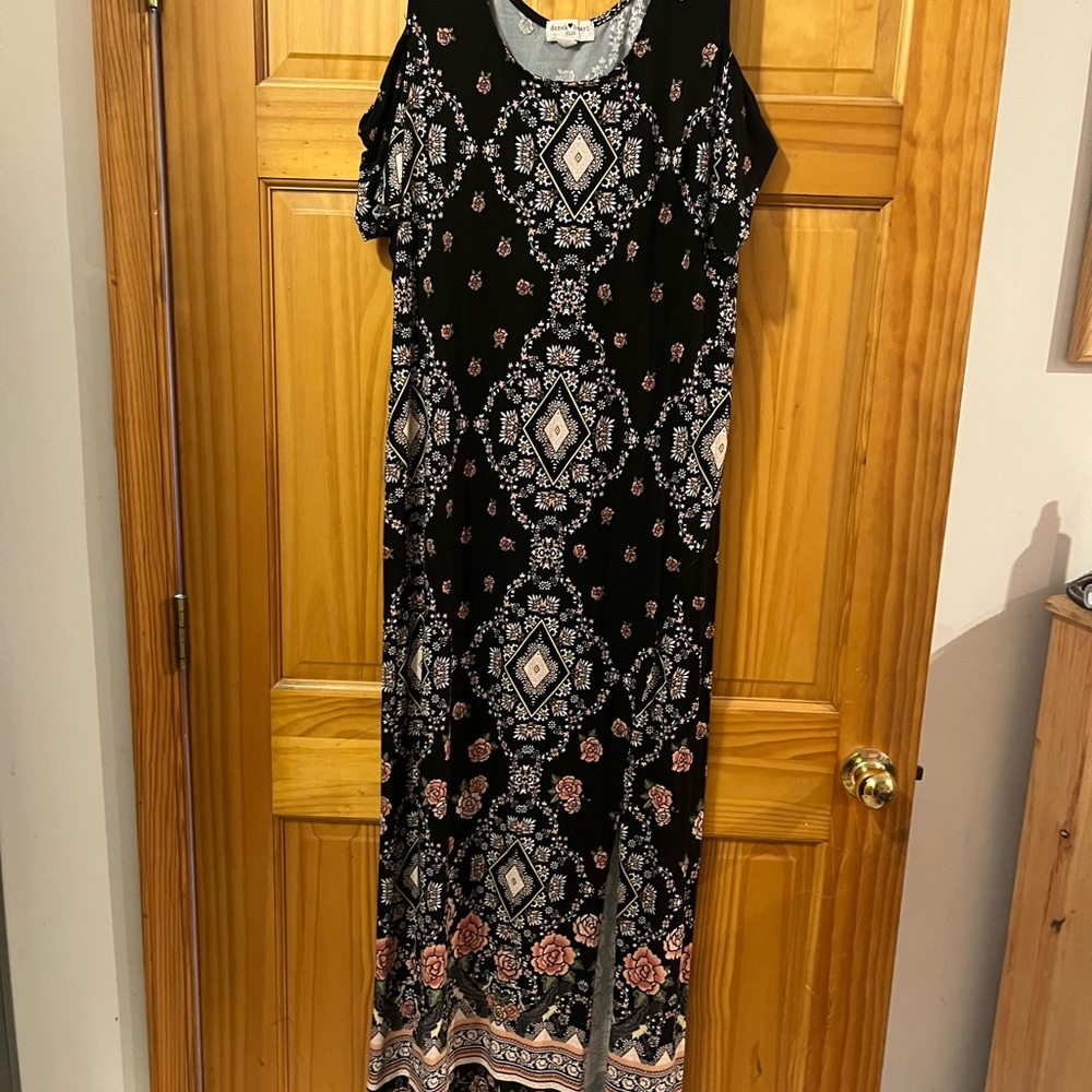Derek Heart Black and Pink Maxi Dress